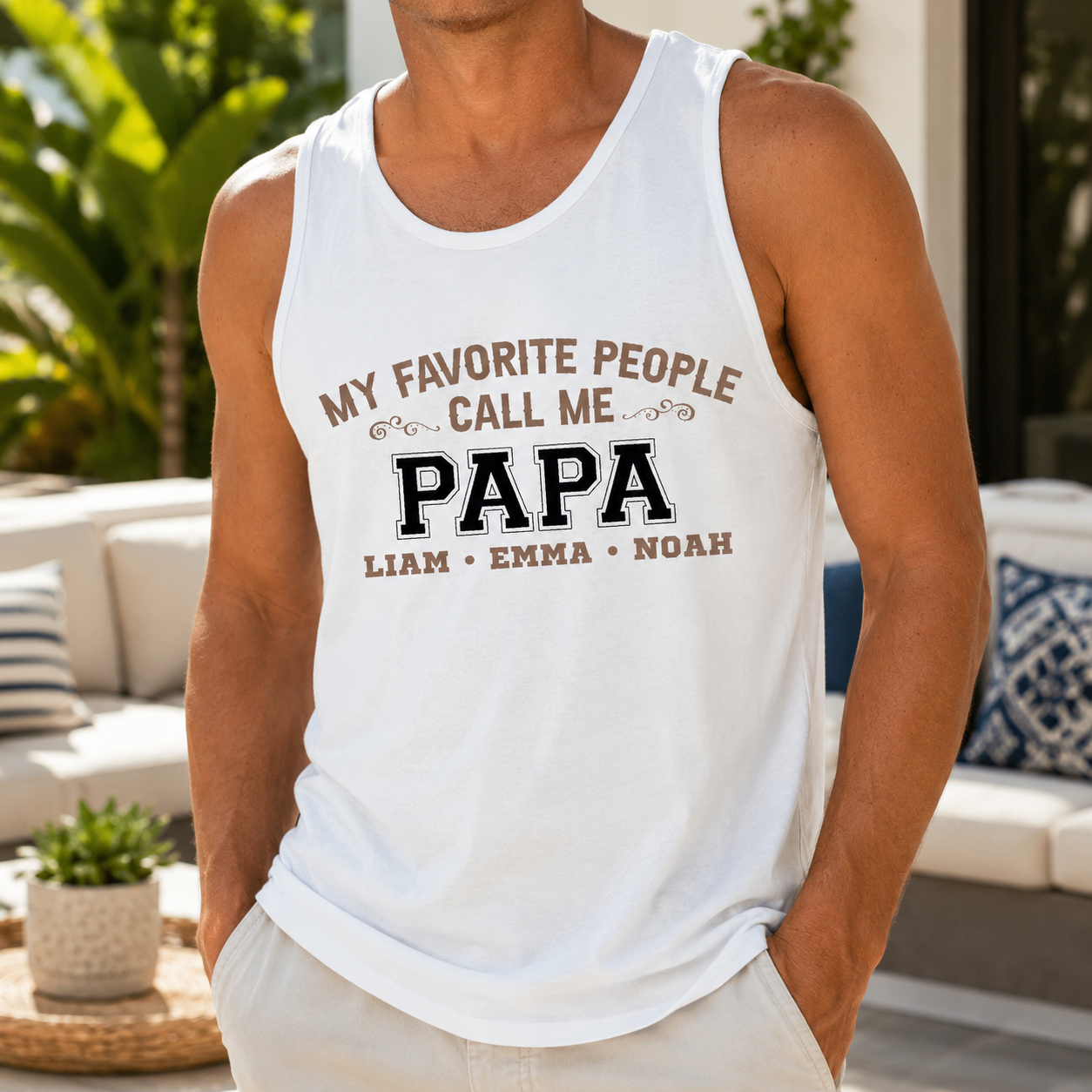 Custom Call Me Papa Tank Top, Personalized Dad Gifts | Gift For Dad, Grandpa TOM99