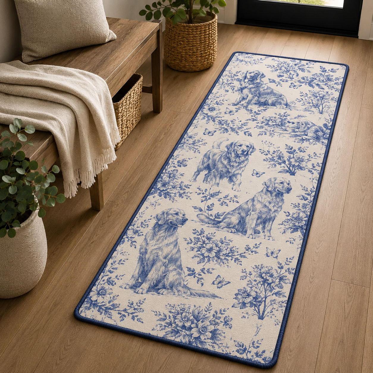 Custom Photo Vintage Dog Runner Rug | Pet Hallway Runner Carpet | Gift For Dog Lovers