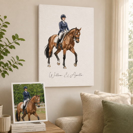 Custom Photo Ride Horse Wall Art Canvas | Personalized Horse Photo Canvas | Gift For Horse Lovers TOM99