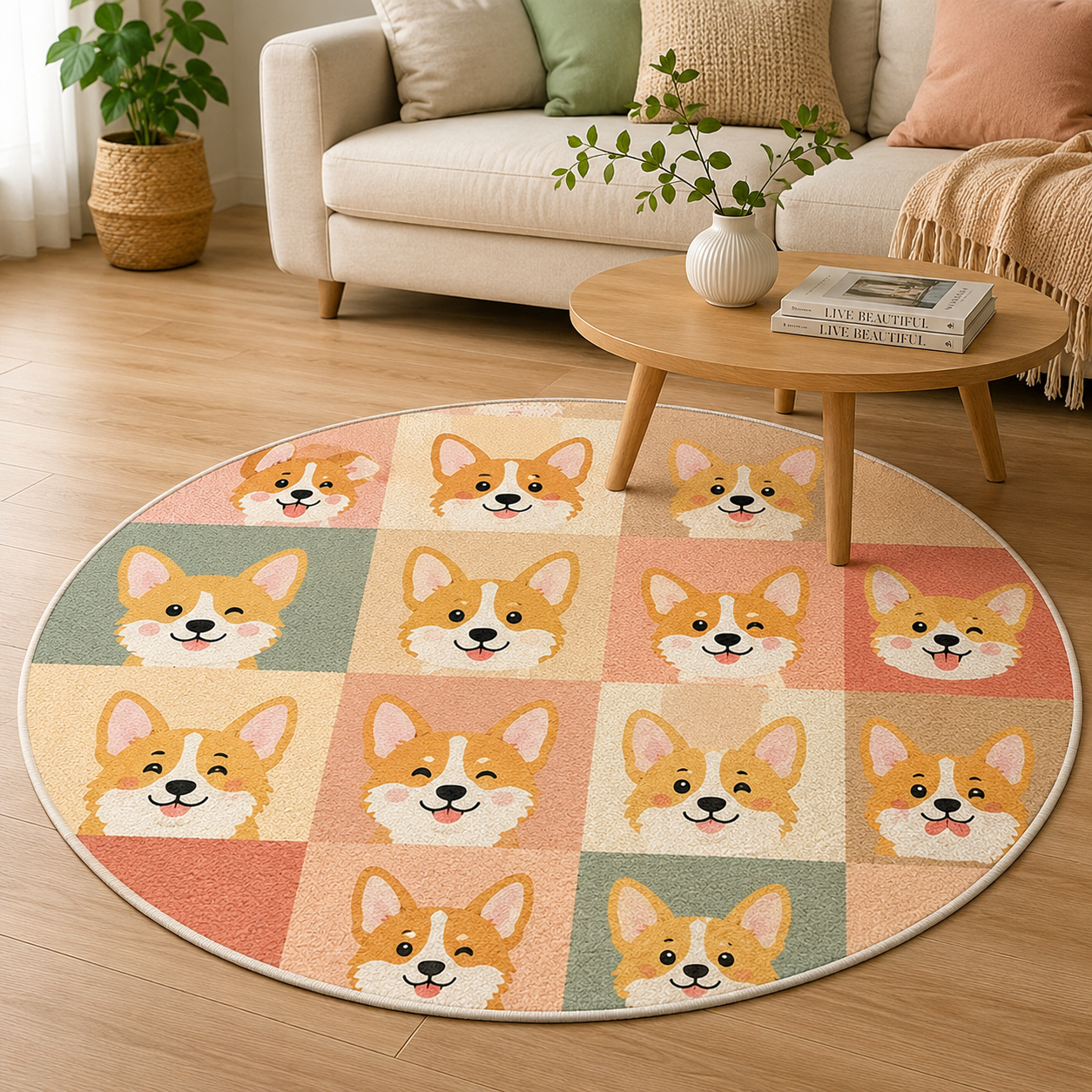 Custom Photo Dog Round Carpet | Photo Pet Round Rug | Gift For Dog Lovers
