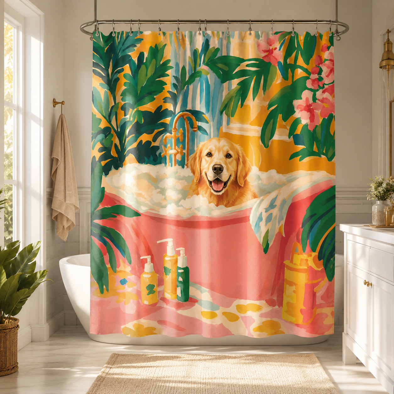 Custom Photo Dog Shower Curtain | Gift For Dog Lovers