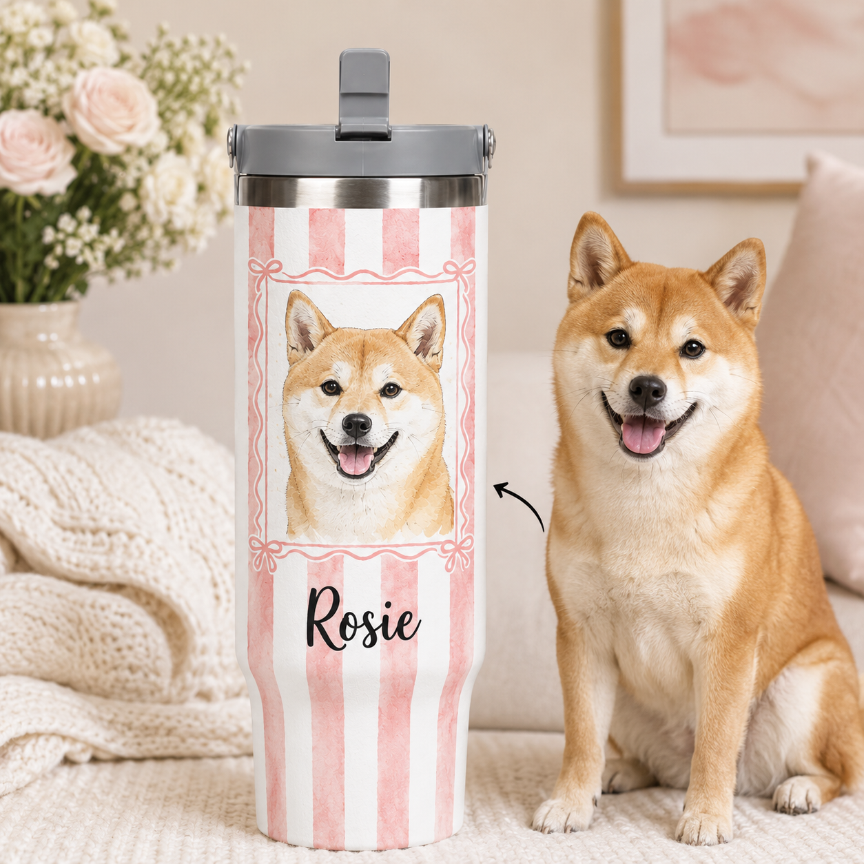 Custom Photo Cute Dog 30oz Tumbler | Gift For Dog Lovers | Pet Lover Gifts TOM99