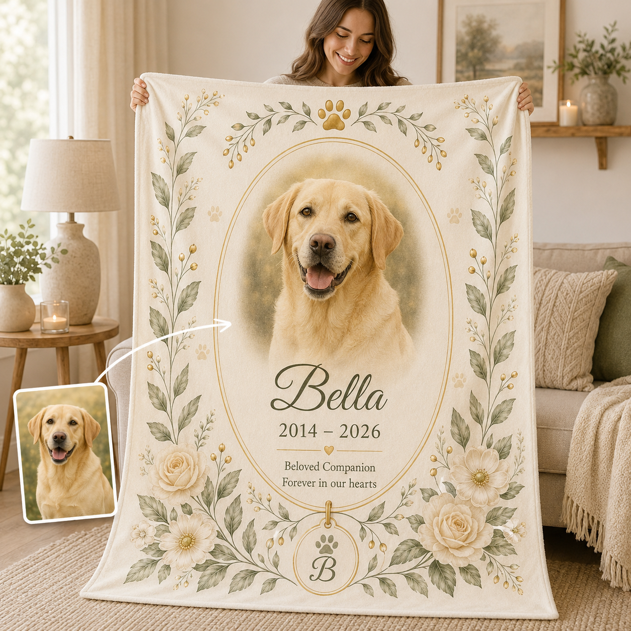 Custom Photo Dog Memorial Blanket | Personalized Dog Lovers Gifts | Gift For Dog Lovers TOM99