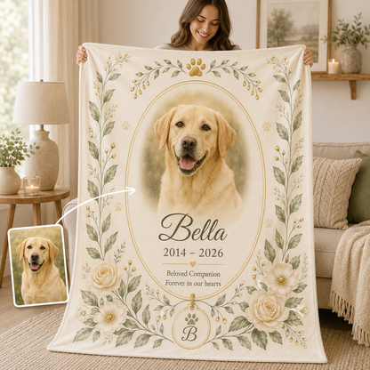 Custom Photo Dog Memorial Blanket | Personalized Dog Lovers Gifts | Gift For Dog Lovers TOM99