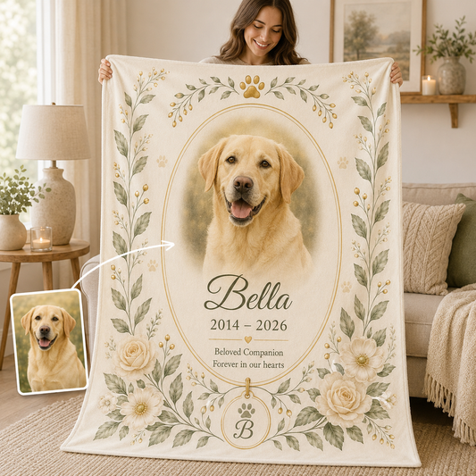 Custom Photo Dog Memorial Blanket | Personalized Dog Lovers Gifts | Gift For Dog Lovers TOM99