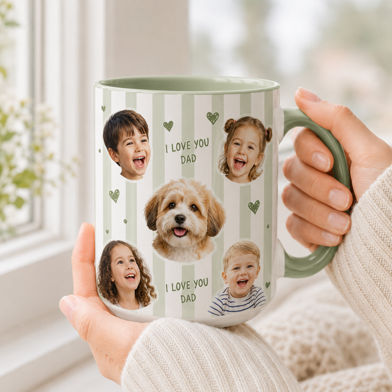 Custom Photo Dog Dad Mug, Personalized Mug Mug For Husband Dad Grandfather TOM99