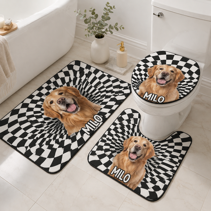 Custom Photo Dog 3pcs Bathroom Rug Set | Gift For Dog Lovers | Pet Photo Gifts