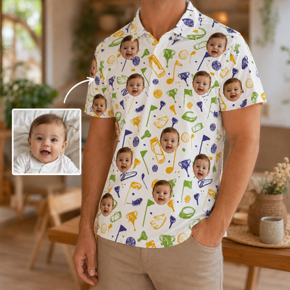 Custom Photo Dad & Baby Polo Shirt, Personalized Polo Shirt For Husband Dad Grandfather