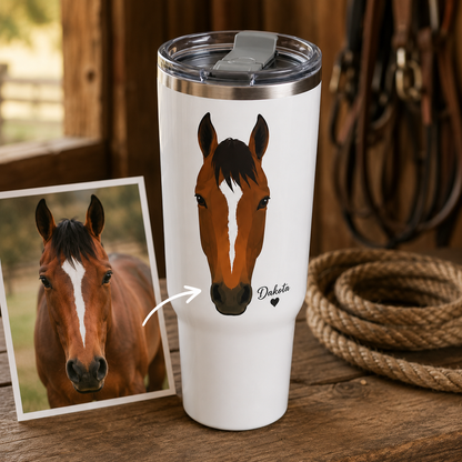 Custom Photo Face Horse 30oz Tumbler | Gift For Horse Lovers | Pet Lover Gifts TOM99