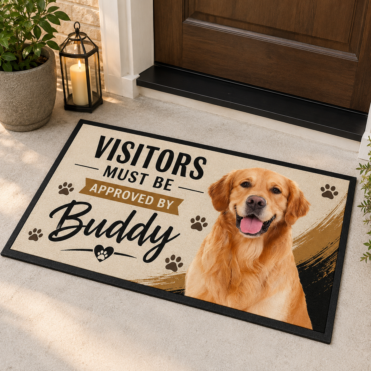 Custom Photo Visitor Must Be Approved By Dog Doormat | Photo Pet Doormat | Gift For Dog Lovers