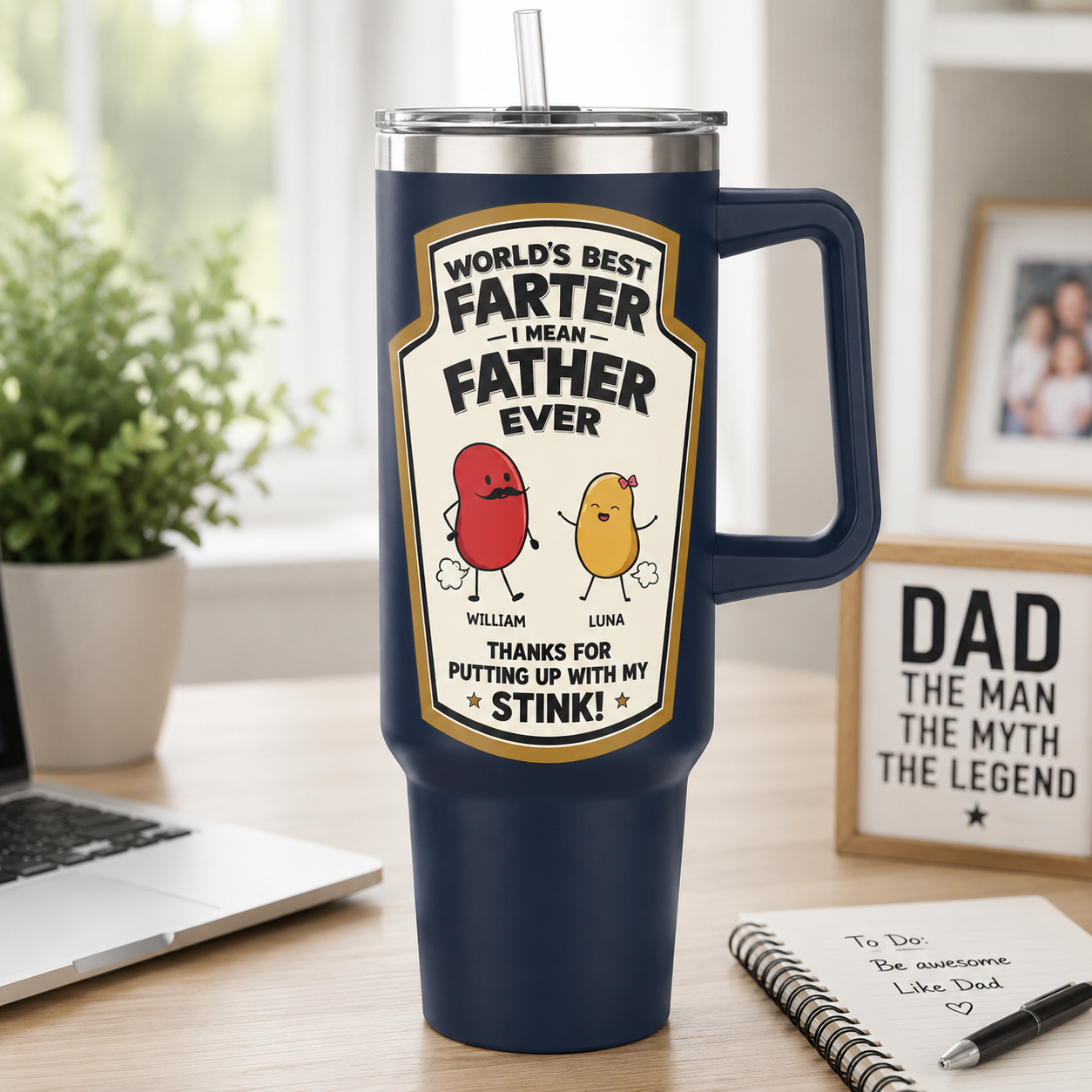 Custom Dad 40oz Tumbler, Personalized Dad Tumbler, Father’s Day Gift TOM99