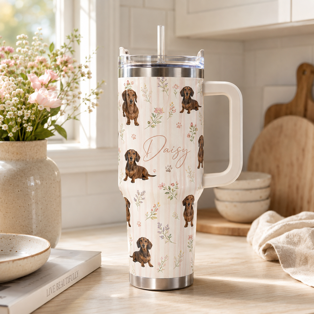 Custom Photo Dog 40oz Tumbler | Gift For Dog Lovers | Pet Lover Gifts