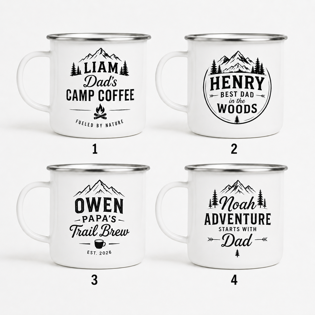 Personalized Dad Camp Mug 12oz, Custom Dad Enamel Cup, Gift For Dad TOM99