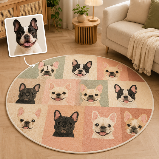 Custom Photo Dog Round Carpet | Photo Pet Round Rug | Gift For Dog Lovers
