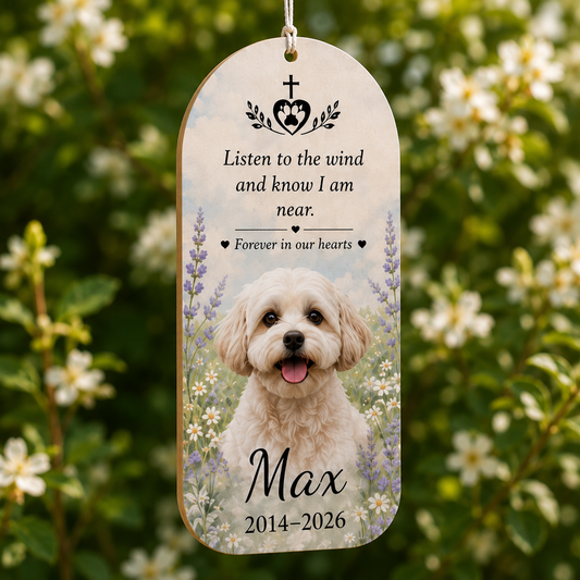 Custom Photo Dog Memory Listen To The Wind Chime | Personalized Dog Lovers Gifts | Gift For Dog Lovers TOM99