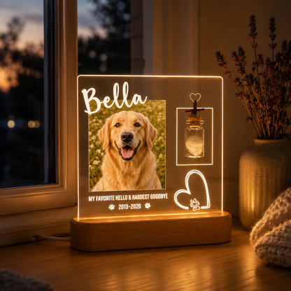 Custom Photo Dog Hardest Goodbye Wooden LED Light | Personalized Dog Photo LED Night Light | Pet Loss Sympathy Gift TOM99