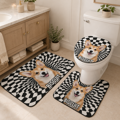 Custom Photo Dog 3pcs Bathroom Rug Set | Gift For Dog Lovers | Pet Photo Gifts