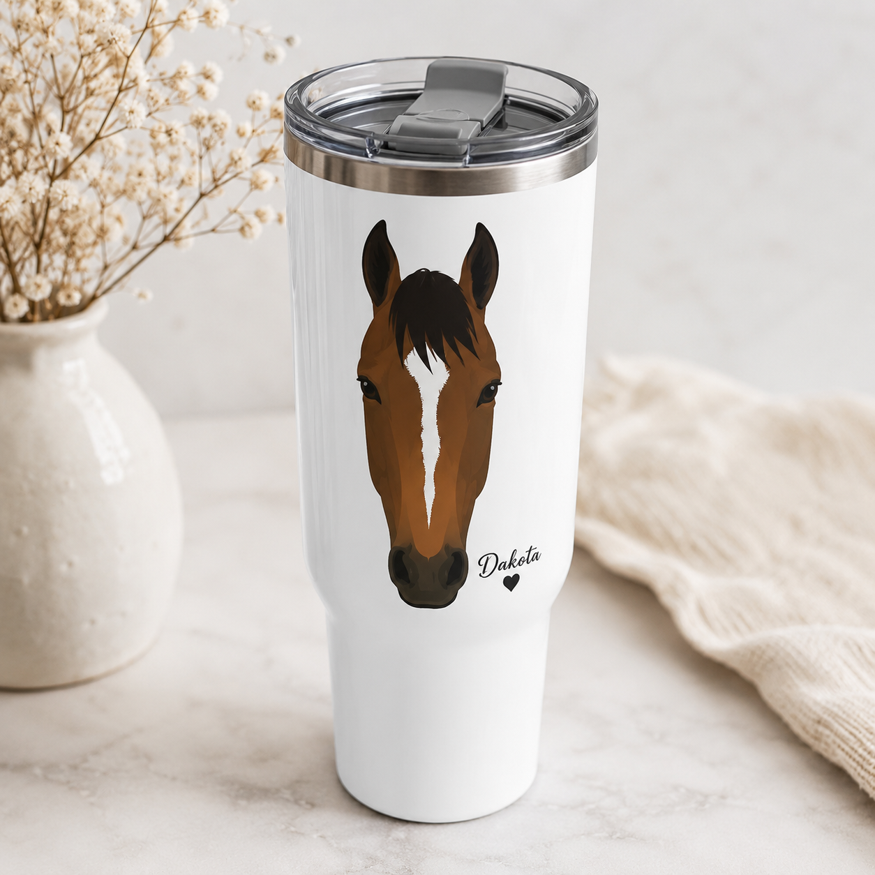 Custom Photo Face Horse 30oz Tumbler | Gift For Horse Lovers | Pet Lover Gifts TOM99