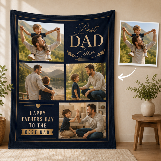 Custom Photo Best Papa Blanket, Personalized Dad Gifts | Gift For Dad TOM99