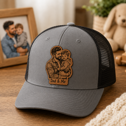 Personalized Dad & Me Trucker Hat | Custom Dad Photo Hat | Father's Day Gift | Gift For Dad | Dad Gifts TOM99
