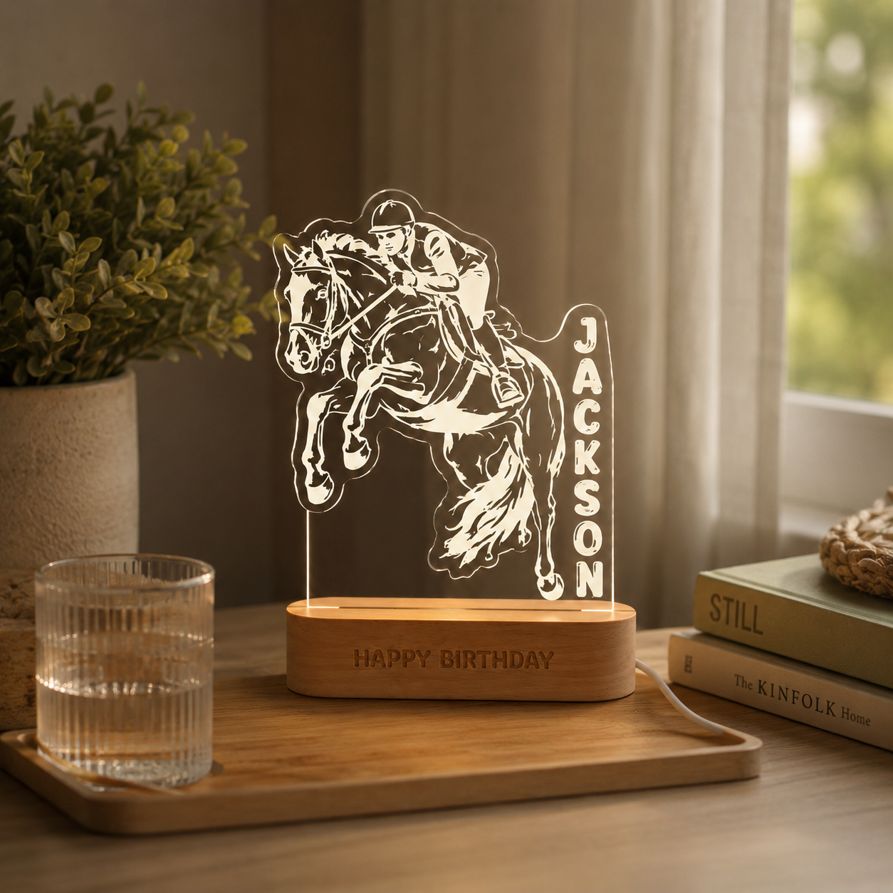 Custom Photo Horse Wooden Led Light | Personalized Horse Photo Wooden Led Light | Gift For Horse Lovers TOM99