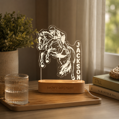 Custom Photo Horse Wooden Led Light | Personalized Horse Photo Wooden Led Light | Gift For Horse Lovers TOM99