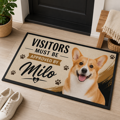 Custom Photo Visitor Must Be Approved By Dog Doormat | Photo Pet Doormat | Gift For Dog Lovers