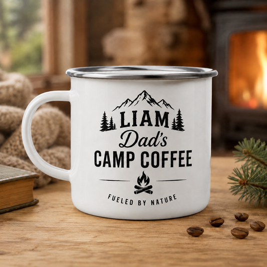 Personalized Dad Camp Mug 12oz, Custom Dad Enamel Cup, Gift For Dad TOM99