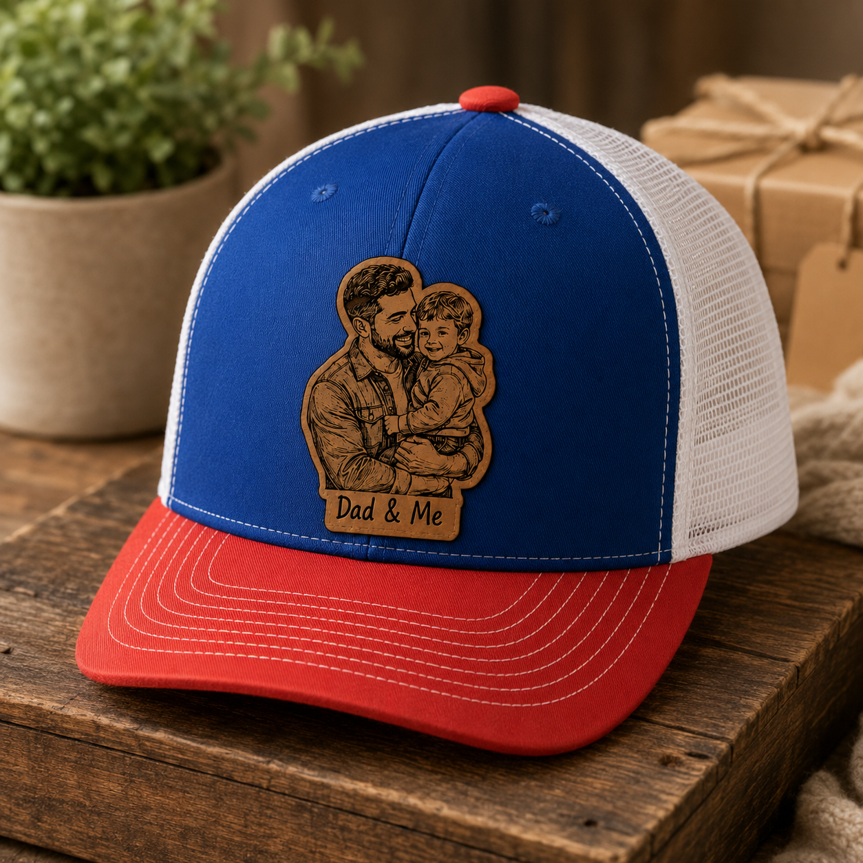 Personalized Dad & Me Trucker Hat | Custom Dad Photo Hat | Father's Day Gift | Gift For Dad | Dad Gifts TOM99