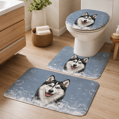 Custom Photo Dog 3pcs Bathroom Rug Set | Gift For Dog Lovers | Pet Photo Gifts