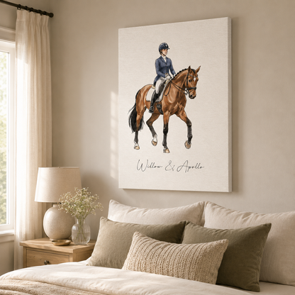 Custom Photo Ride Horse Wall Art Canvas | Personalized Horse Photo Canvas | Gift For Horse Lovers TOM99