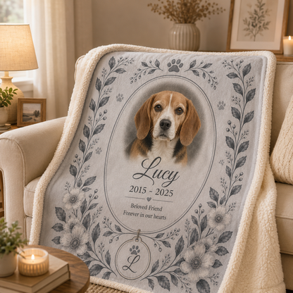 Custom Photo Dog Memorial Blanket | Personalized Dog Lovers Gifts | Gift For Dog Lovers TOM99