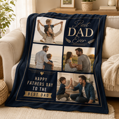 Custom Photo Best Papa Blanket, Personalized Dad Gifts | Gift For Dad TOM99