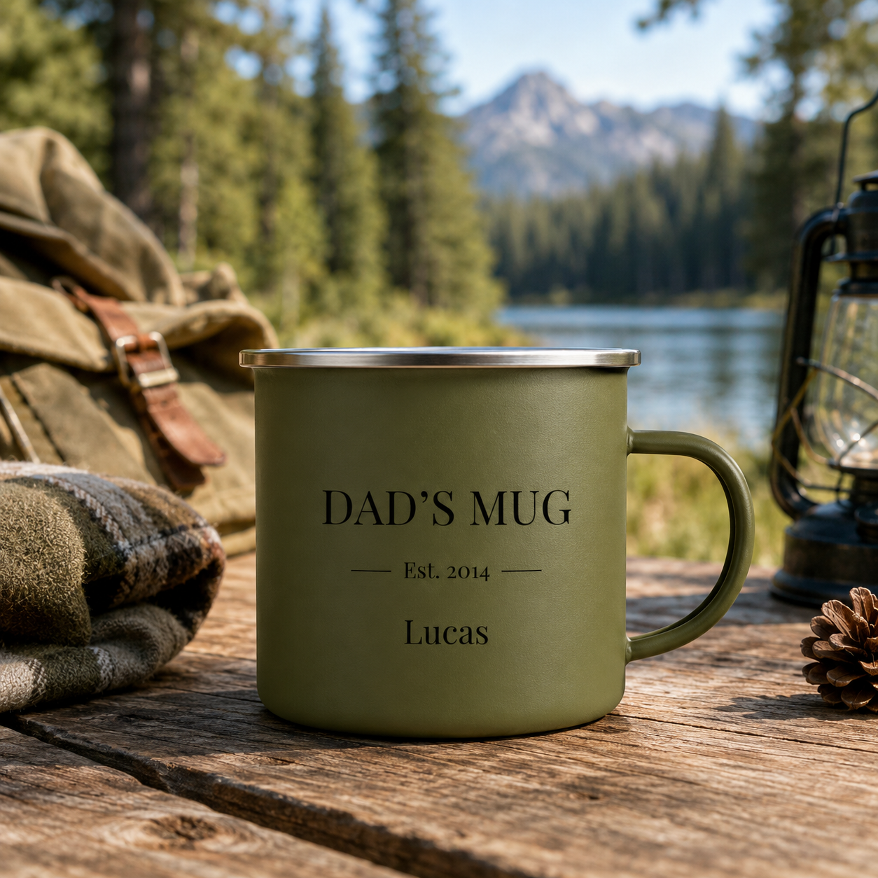 Personalized Dad Camp Mug 12oz, Custom Dad Enamel Cup, Gift For Dad TOM99