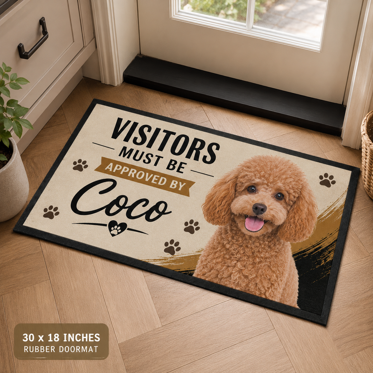 Custom Photo Visitor Must Be Approved By Dog Doormat | Photo Pet Doormat | Gift For Dog Lovers