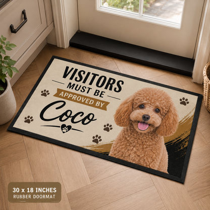 Custom Photo Visitor Must Be Approved By Dog Doormat | Photo Pet Doormat | Gift For Dog Lovers