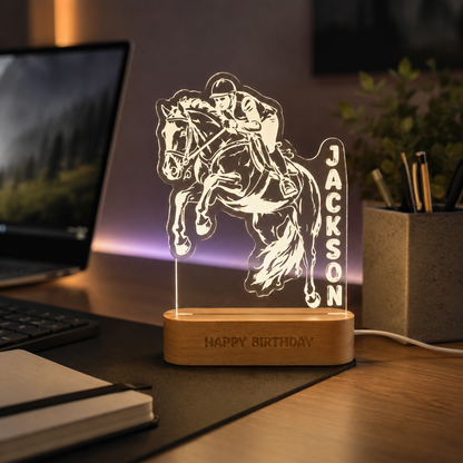 Custom Photo Horse Wooden Led Light | Personalized Horse Photo Wooden Led Light | Gift For Horse Lovers TOM99
