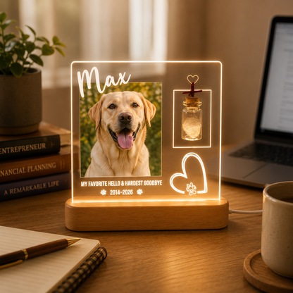 Custom Photo Dog Hardest Goodbye Wooden LED Light | Personalized Dog Photo LED Night Light | Pet Loss Sympathy Gift TOM99