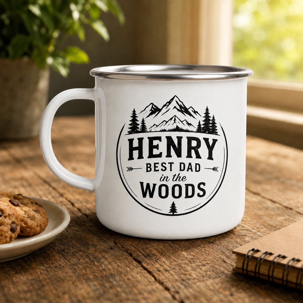 Personalized Dad Camp Mug 12oz, Custom Dad Enamel Cup, Gift For Dad TOM99