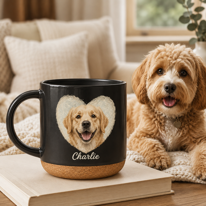 Custom Photo Love Dog 12oz Cork Mug | Gift For Dog Lovers | Pet Lover Gifts TOM99