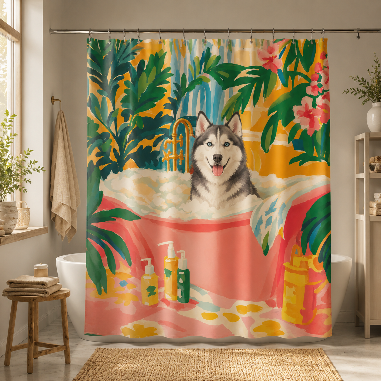 Custom Photo Dog Shower Curtain | Gift For Dog Lovers