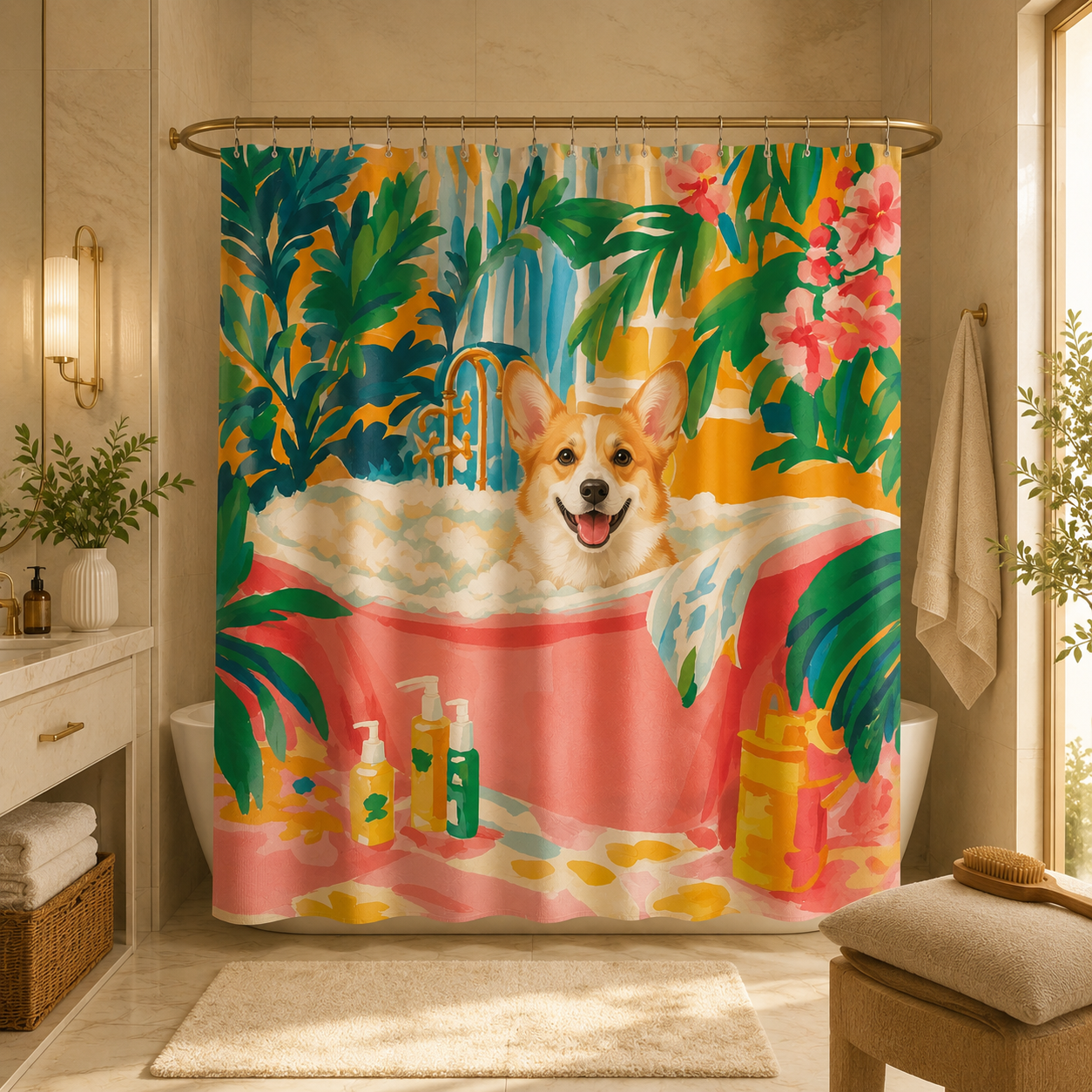 Custom Photo Dog Shower Curtain | Gift For Dog Lovers