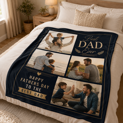 Custom Photo Best Papa Blanket, Personalized Dad Gifts | Gift For Dad TOM99