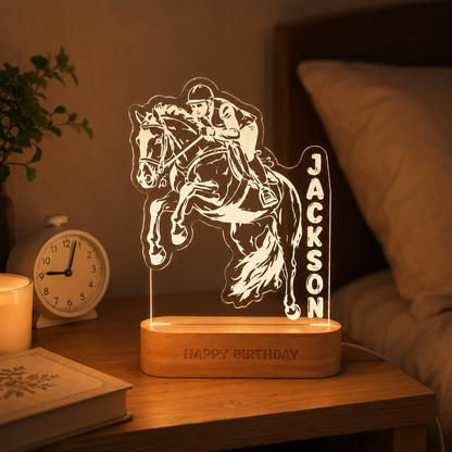 Custom Photo Horse Wooden Led Light | Personalized Horse Photo Wooden Led Light | Gift For Horse Lovers TOM99