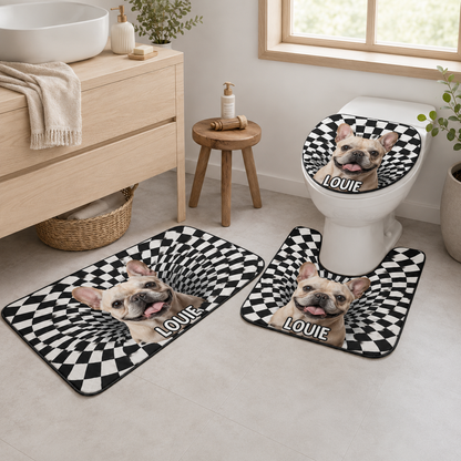 Custom Photo Dog 3pcs Bathroom Rug Set | Gift For Dog Lovers | Pet Photo Gifts