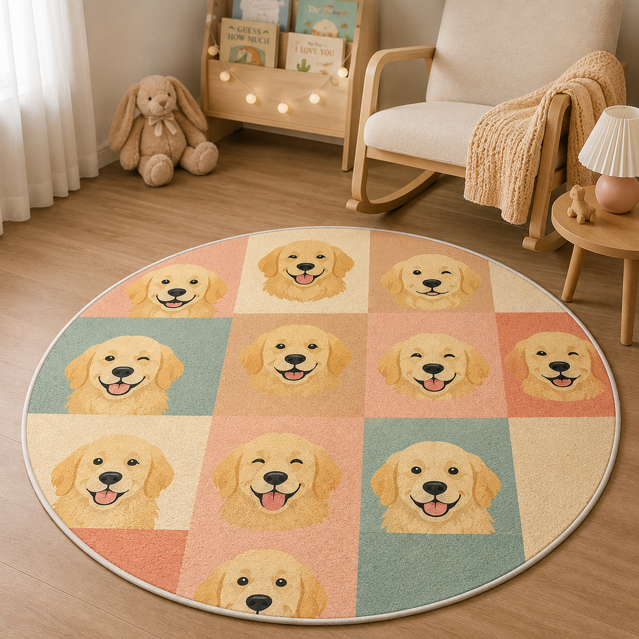 Custom Photo Dog Round Carpet | Photo Pet Round Rug | Gift For Dog Lovers