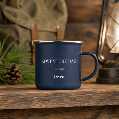 Personalized Dad Camp Mug 12oz, Custom Dad Enamel Cup, Gift For Dad TOM99