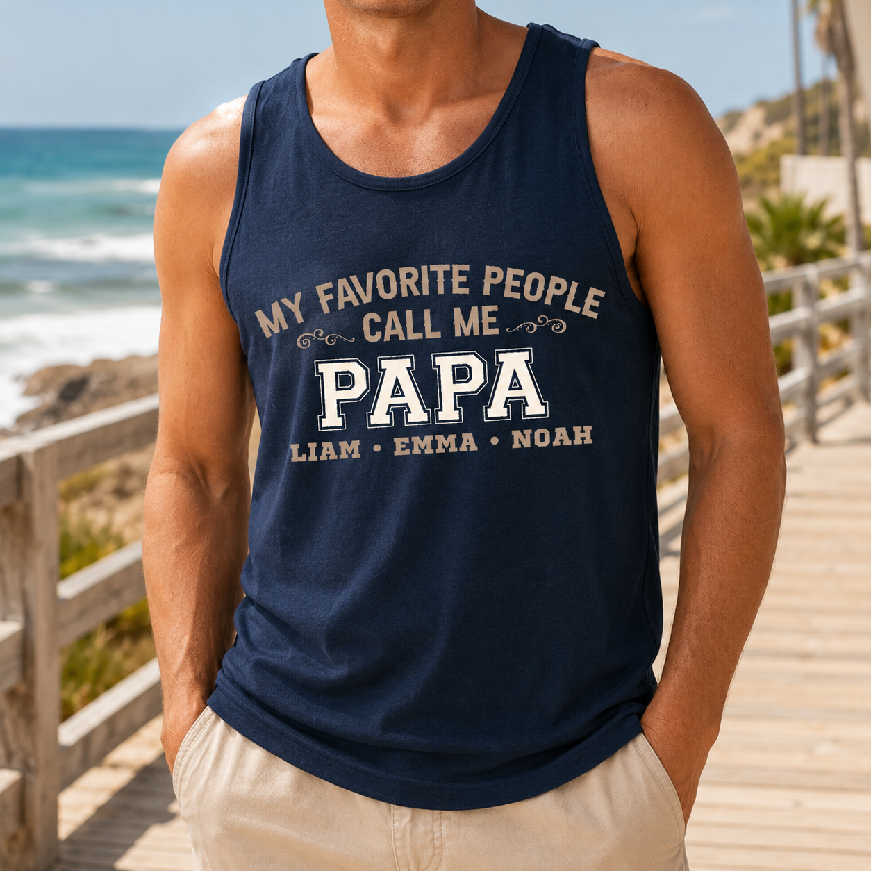 Custom Call Me Papa Tank Top, Personalized Dad Gifts | Gift For Dad, Grandpa TOM99