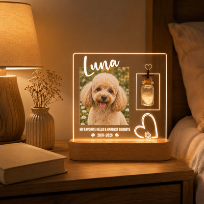 Custom Photo Dog Hardest Goodbye Wooden LED Light | Personalized Dog Photo LED Night Light | Pet Loss Sympathy Gift TOM99