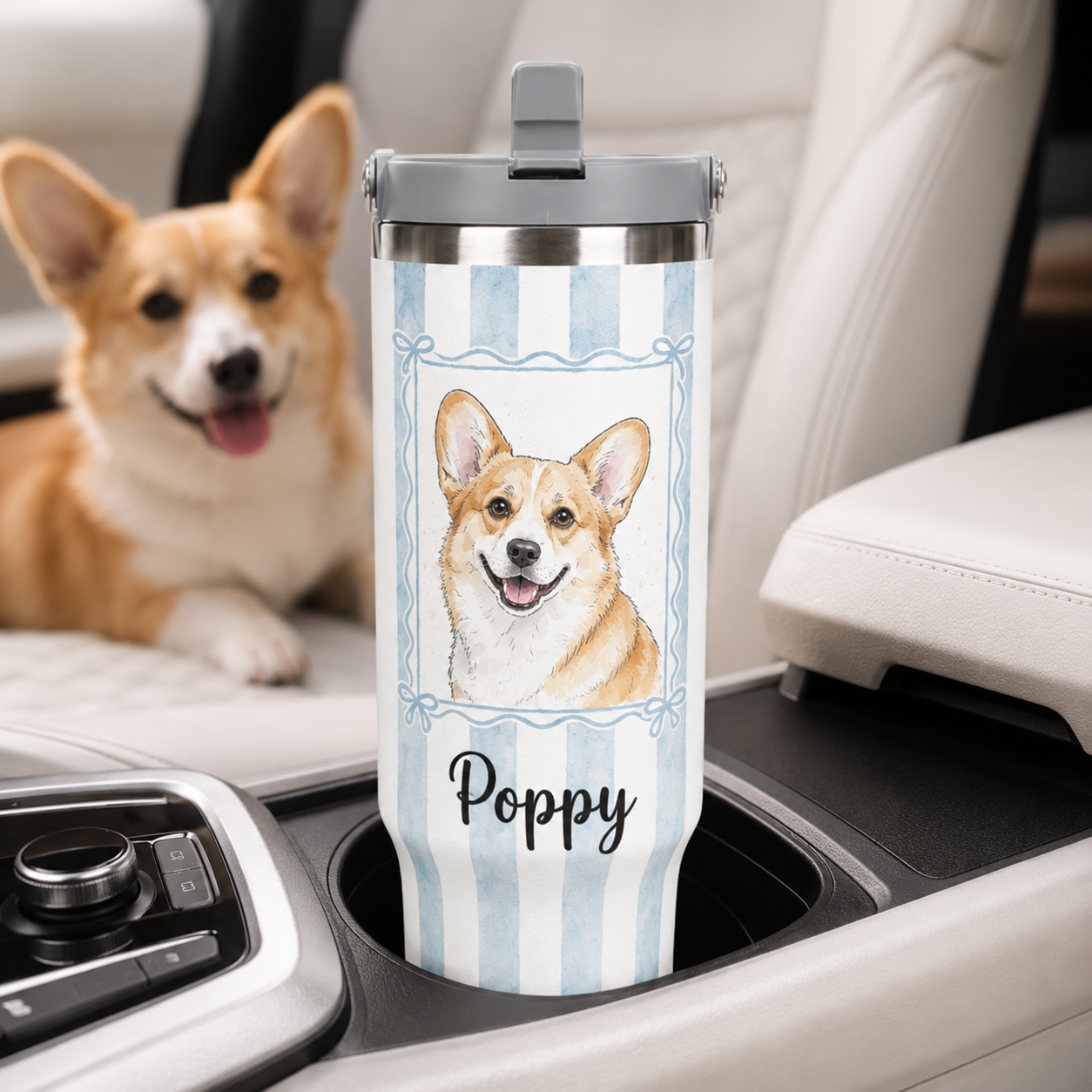 Custom Photo Cute Dog 30oz Tumbler | Gift For Dog Lovers | Pet Lover Gifts TOM99